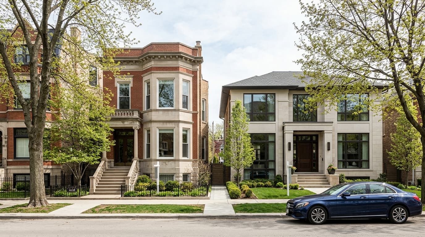 What should I know about moving up while selling another home in or near Chicago?